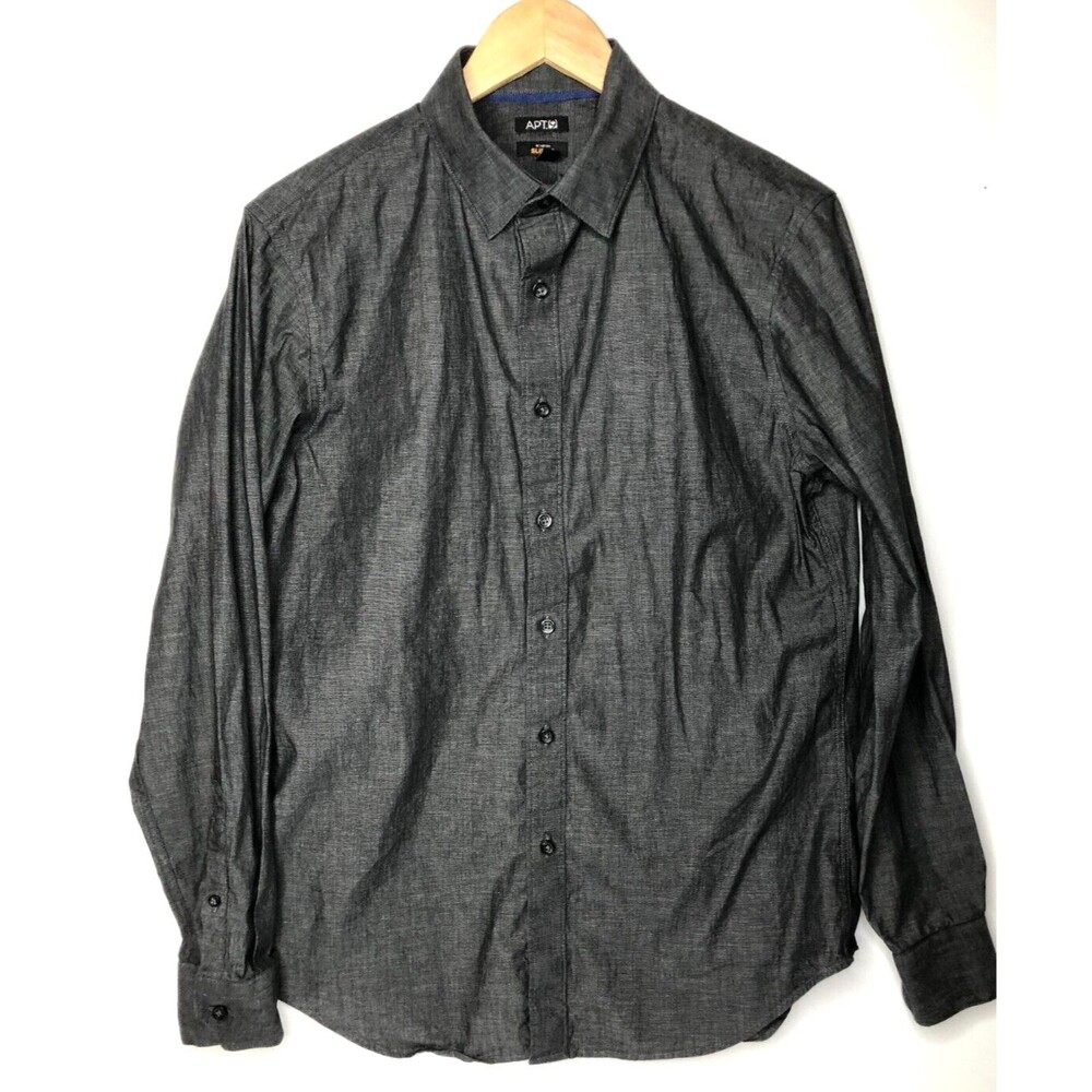APT. 9 Men’s Slim Fit Long Sleeve Button Up Shirt Dark Gray Medium
